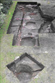 Click to enlarge image of line of postpits in Trench 35 looking south