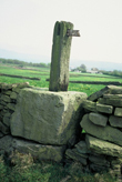 Click to enlarge image of cross base at Cobden Edge used in dry stone wall